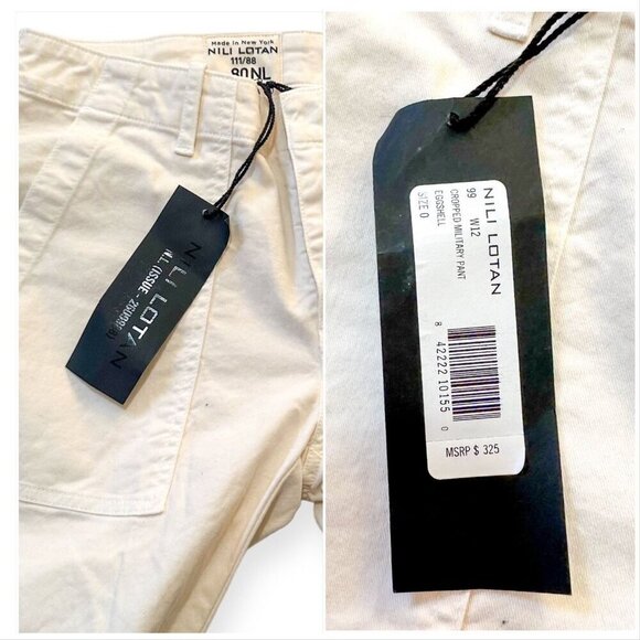 Nili Lotan Cropped Military Pants, Eggshell, Size 0, Ankle Zip, NWT - Picture 4 of 16
